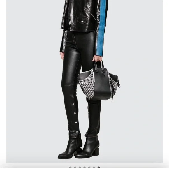 Loewe Hammock Tweed Black/White Small Tote Bag with Classic Checkered Pattern - Picture 15 of 16